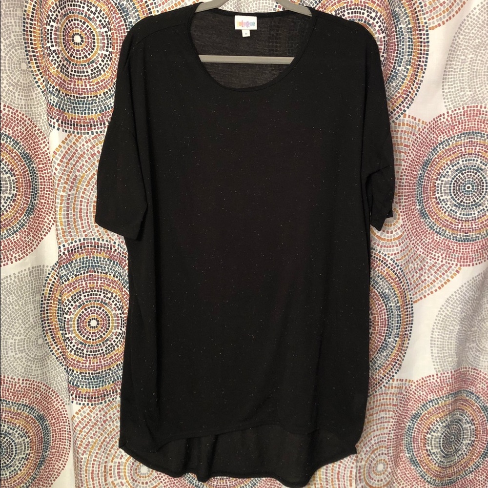 Black/ colored speckles scoop neck tee